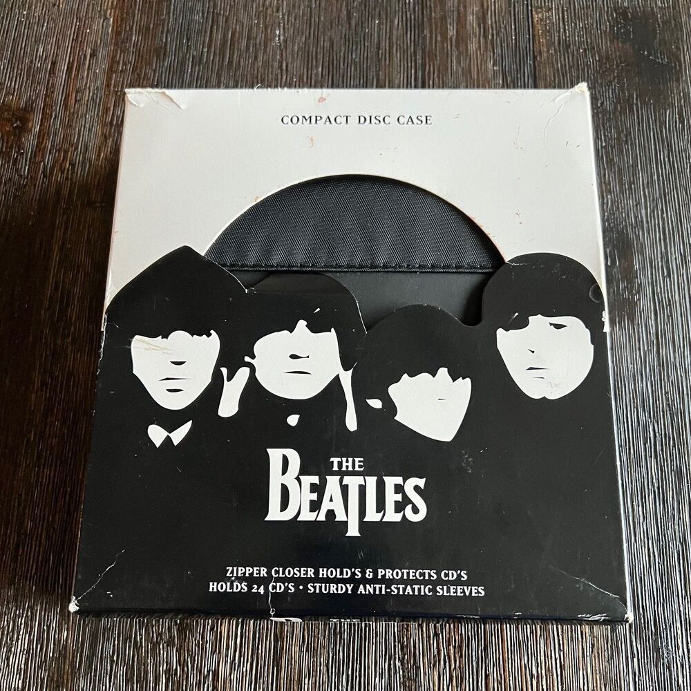 The Beatles Compact Disc Case Soft Carrying Case Holds 24 CDs Black CD Holder